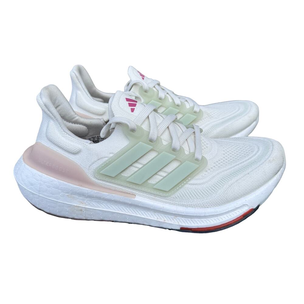 Adidas Ultraboost Light HQ6348 Womens 7 Running Shoes Non Dyed White Linen Green